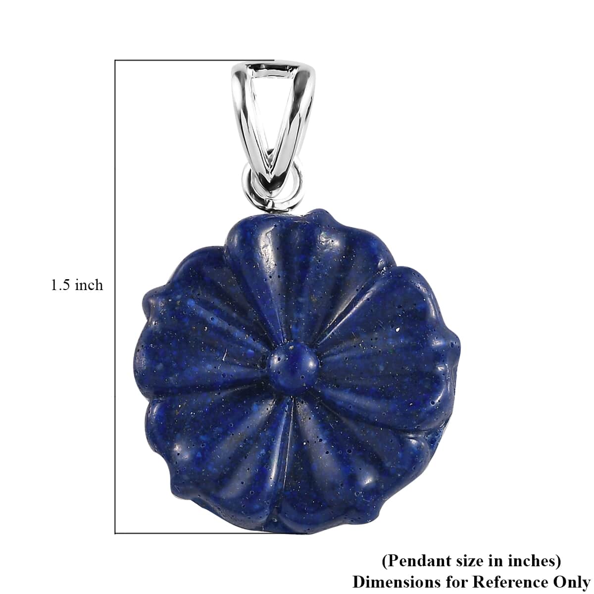 Freshened Lapis Lazuli Carved Fancy Pendant in Sterling Silver 13.25 ctw image number 3