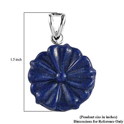 Constituted Lapis Lazuli Carved Fancy Pendant in Sterling Silver 13.25 ctw