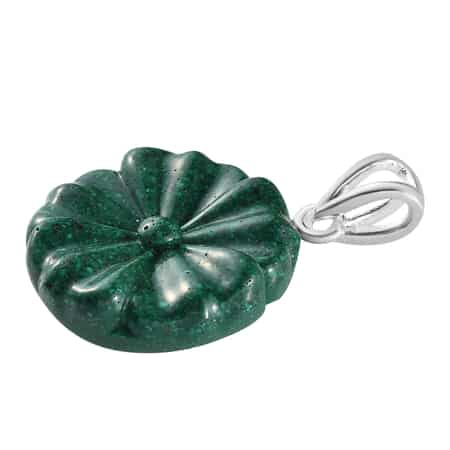 Constituted Malachite Carved Floral Pendant in Sterling Silver 17.00 ctw image number 2