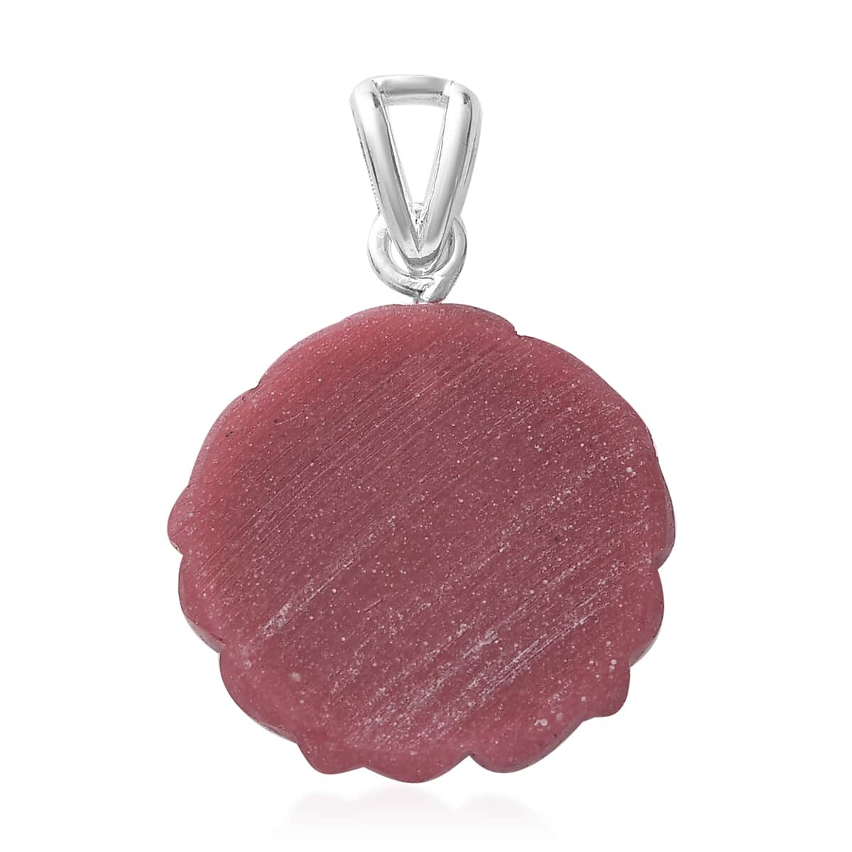 Constituted Thulite Carved Floral Pendant in Sterling Silver 13.15 ctw image number 3