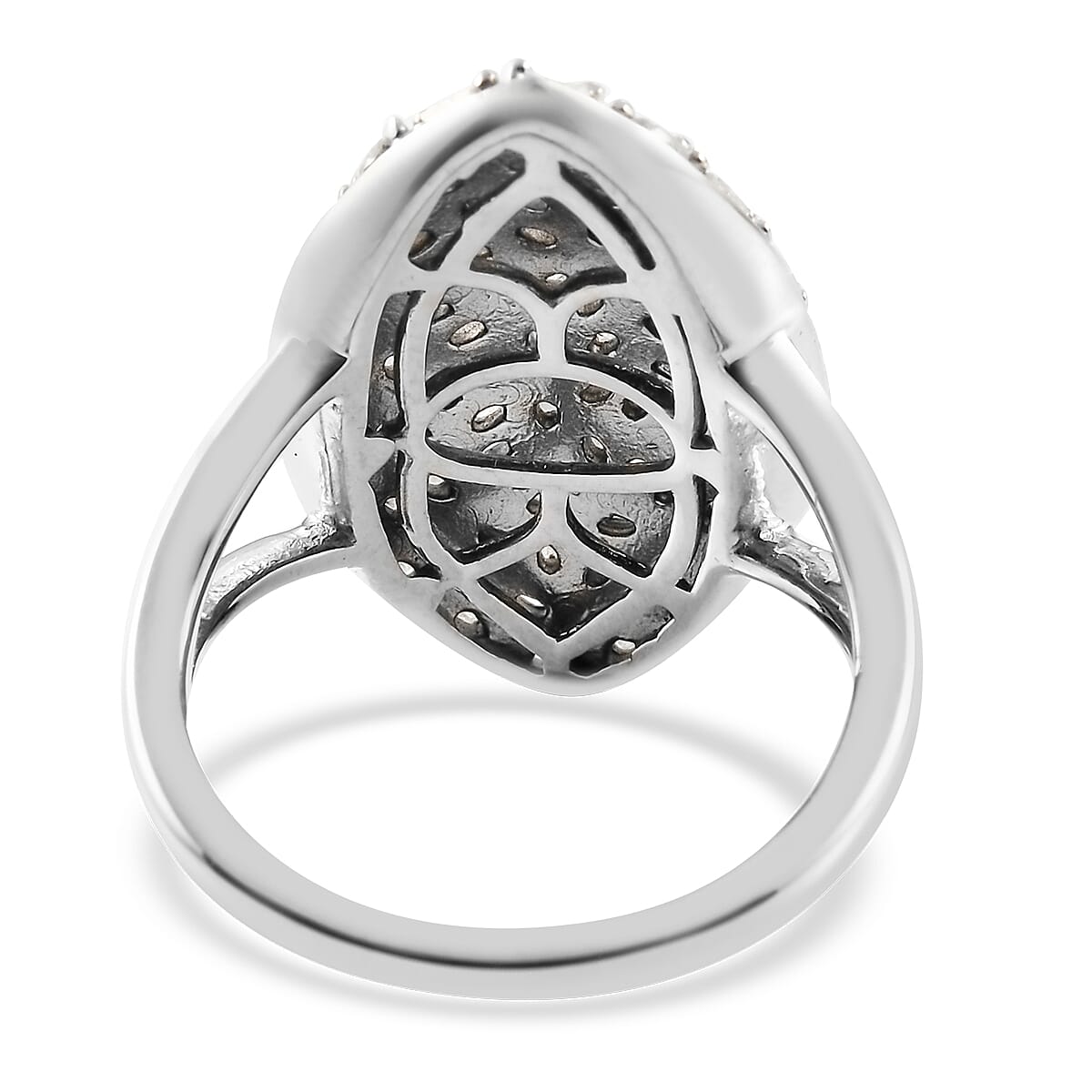 Diamond Elongated Ring in Platinum Over Sterling Silver (Size 7.0) 1.00 ctw image number 4