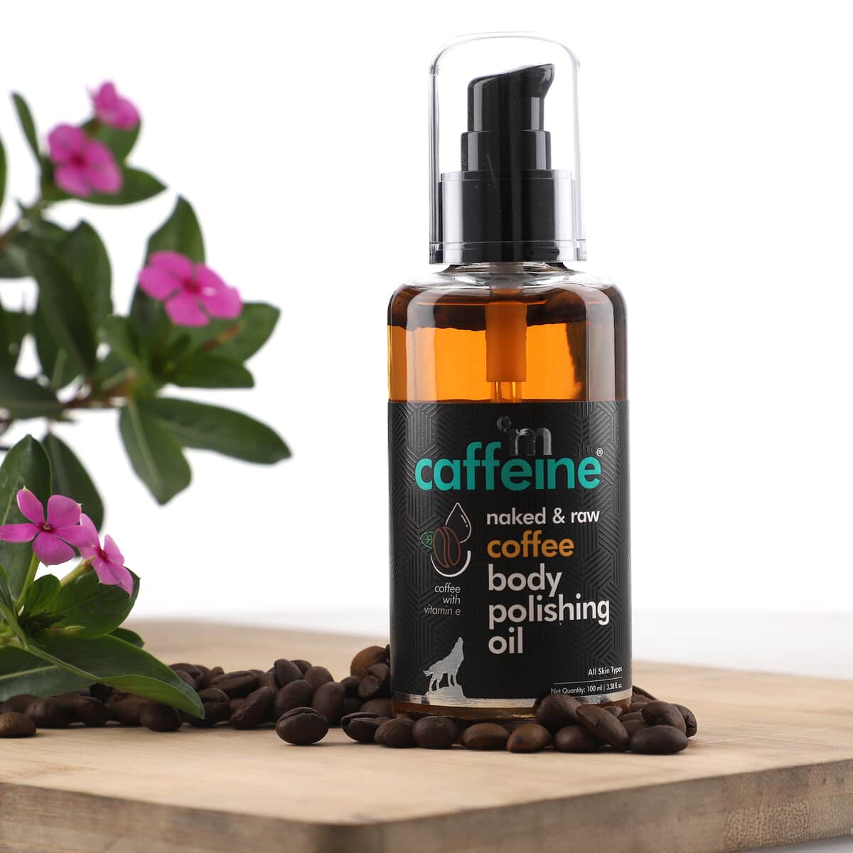 mCaffeine Naked & Raw Coffee Body Polishing Oil with Vitamin E (100 ml) 3.38fl oz image number 1