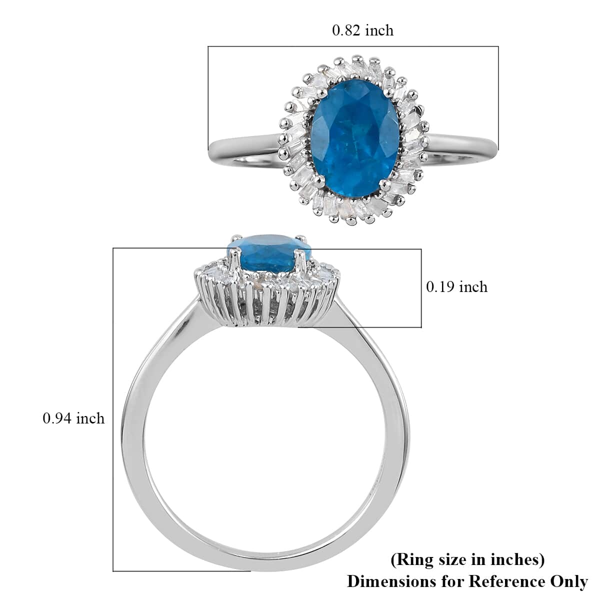 Malgache Neon Apatite and Diamond Halo Ring in Platinum Over Sterling Silver (Size 7.0) 1.40 ctw image number 5