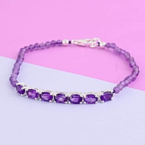D'Joy Amethyst 11.15 ctw Bracelet in Sterling Silver, Birthstone Jewelry, Gifts For Wome (7.25 In) 