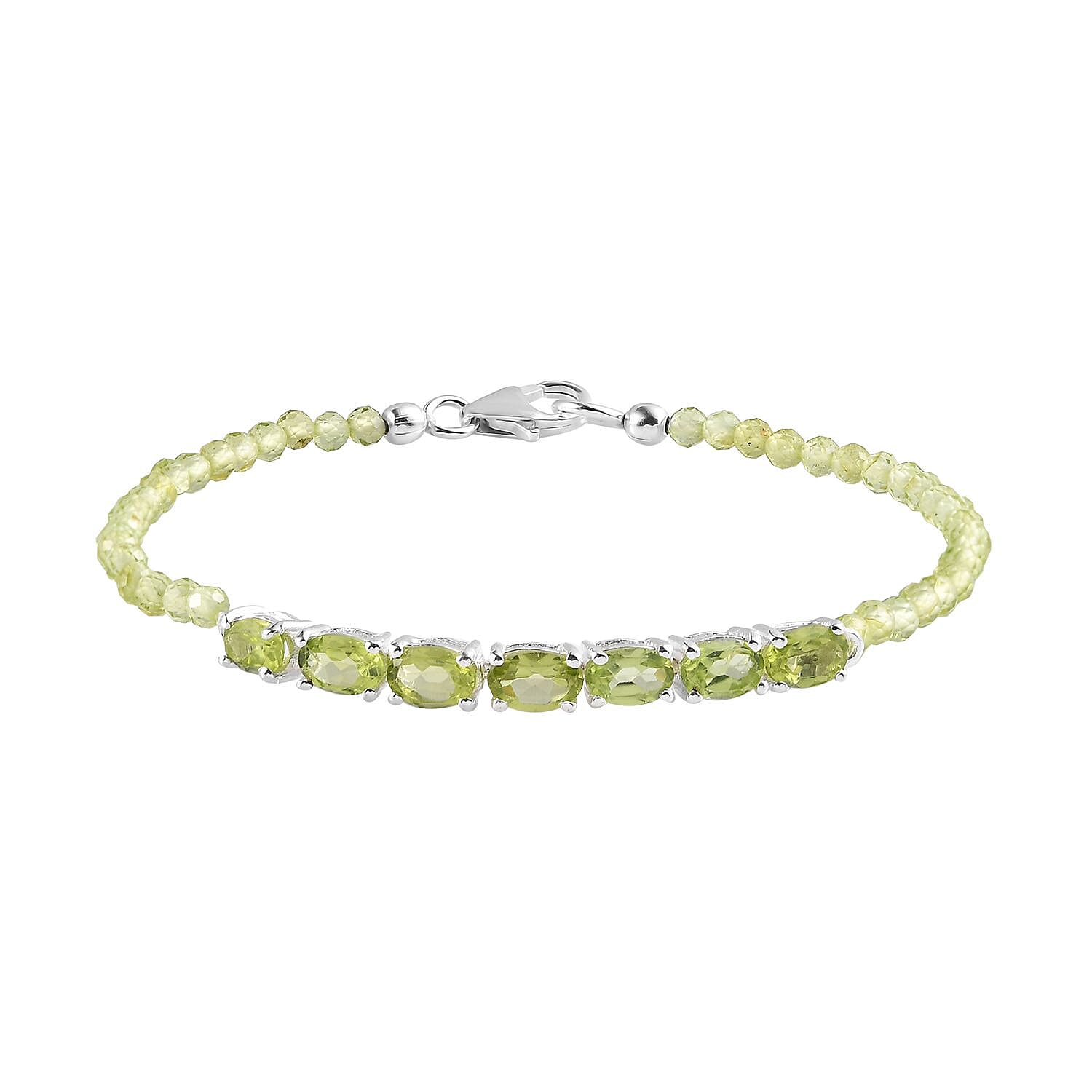 D'Joy Peridot Bracelet in Sterling Silver, Birthstone Jewelry, Gifts For Women (7.25 In) 13.35 ctw
