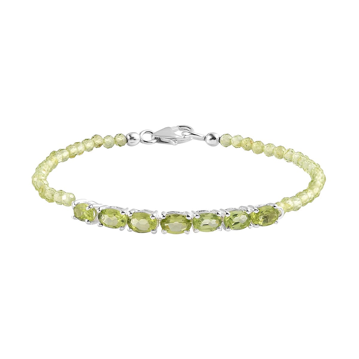 D'Joy Peridot Bracelet in Sterling Silver, Birthstone Jewelry, Gifts For Women (7.25 In) 13.35 ctw image number 0