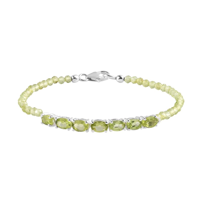 D'Joy Peridot Bracelet in Sterling Silver, Birthstone Jewelry, Gifts For Women (7.25 In) 13.35 ctw