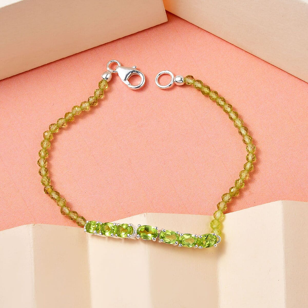 D'Joy Peridot Bracelet in Sterling Silver, Birthstone Jewelry, Gifts For Women (7.25 In) 13.35 ctw image number 3