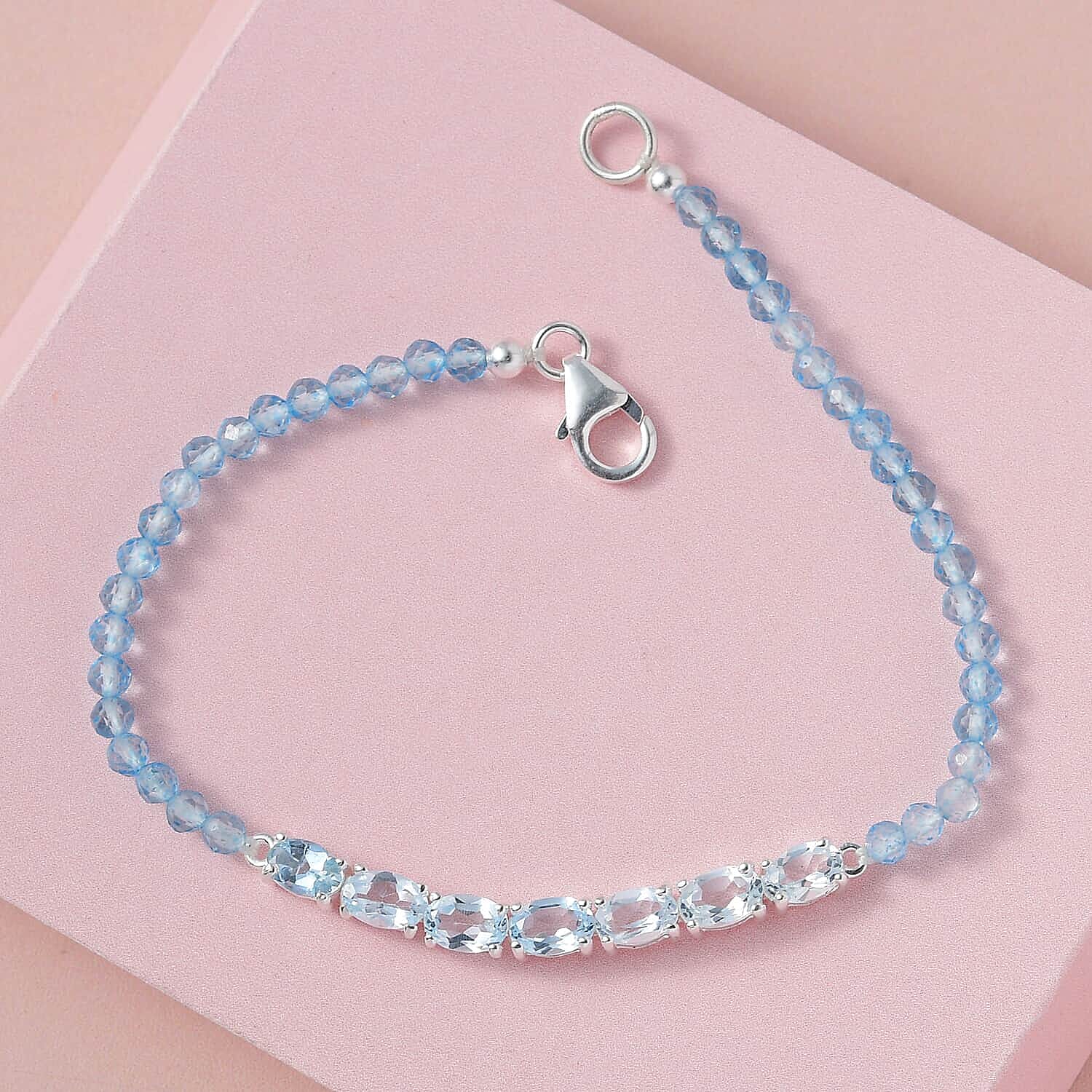 D'Joy Sky Blue Topaz Bracelet in Sterling Silver, Birthstone Jewelry, Gifts For Women (7.25 In) 15.40 ctw