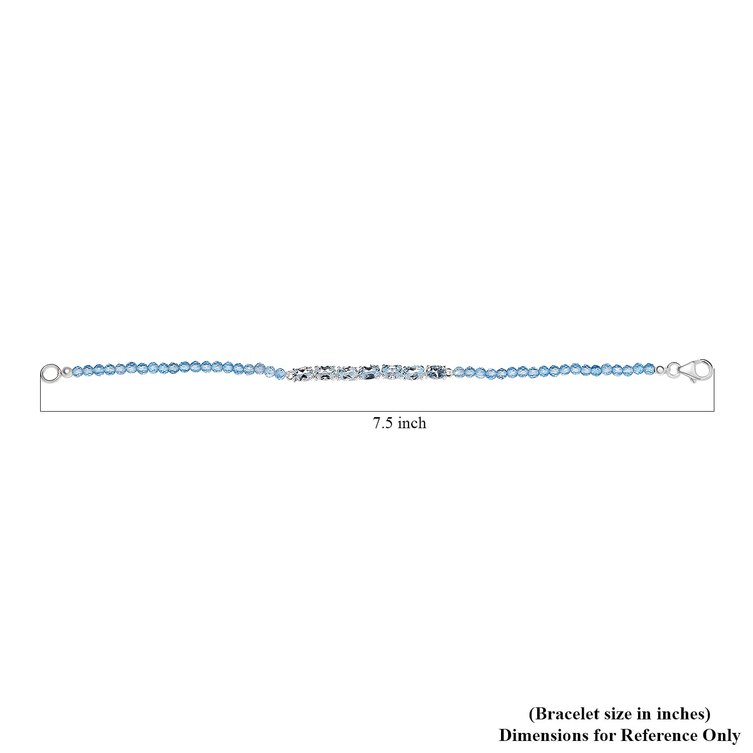 D'Joy Sky Blue Topaz Bracelet in Sterling Silver, Birthstone Jewelry, Gifts For Women (7.25 In) 15.40 ctw