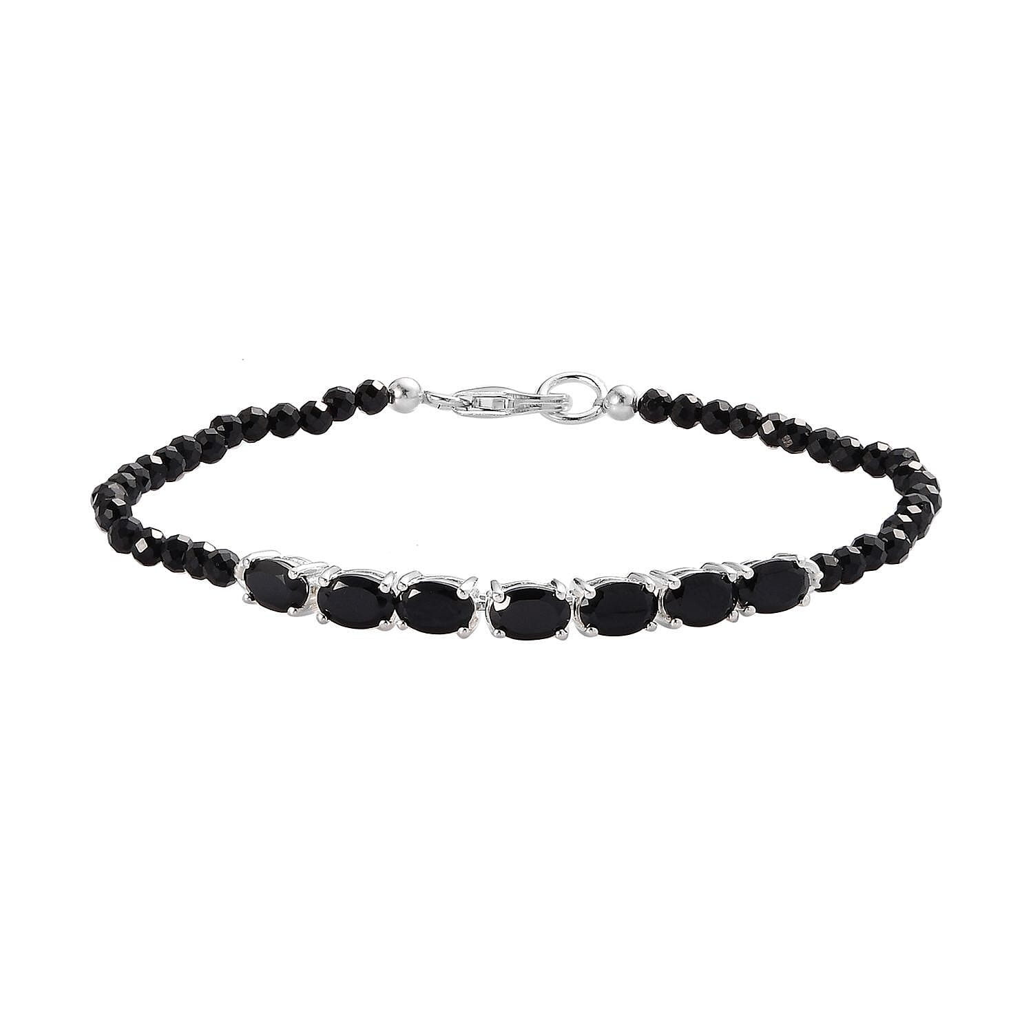 D'Joy Thai Black Spinel 20.65 ctw Bracelet in Sterling Silver, Birthstone Jewelry, Gifts For Women (7.25 In)