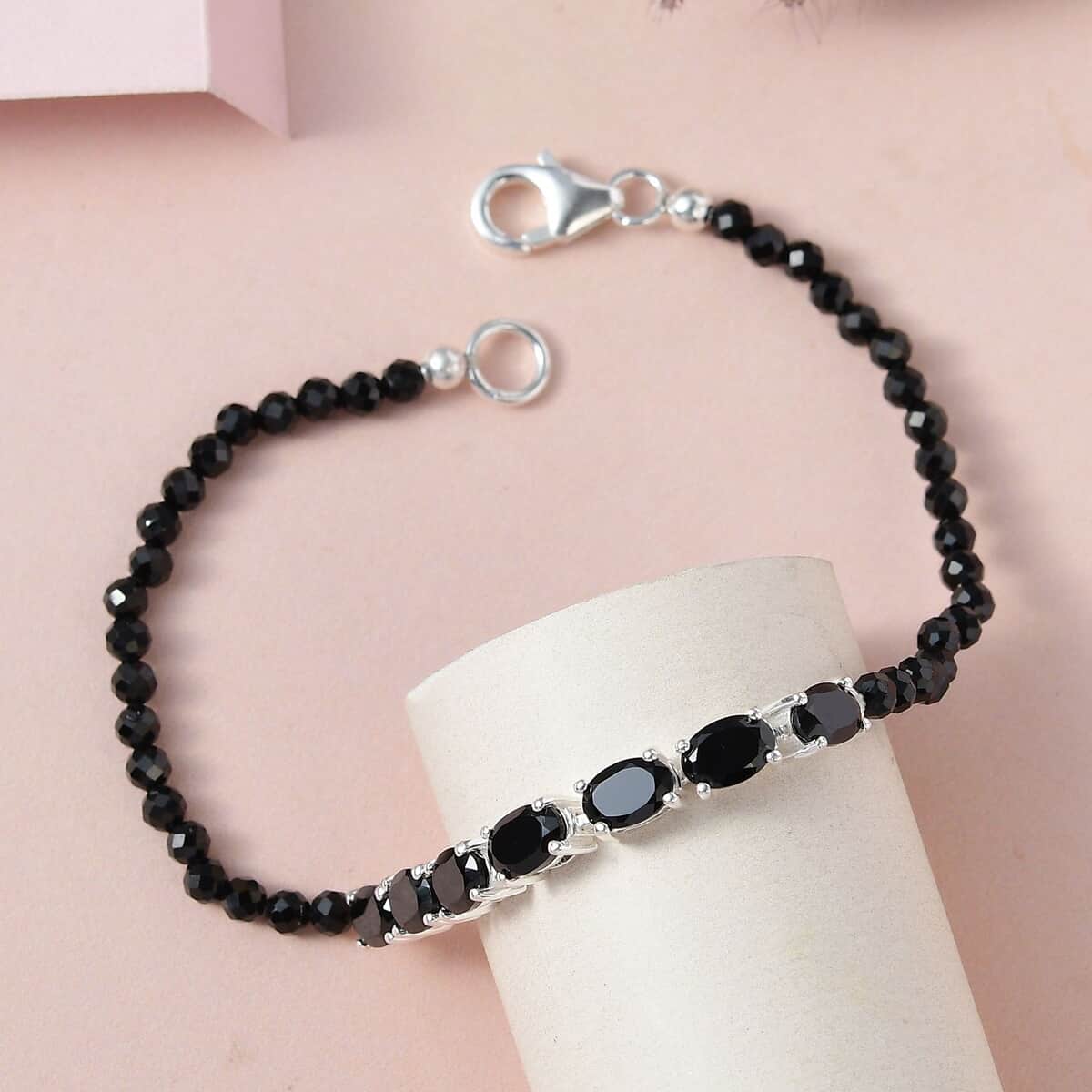 Thai Black Spinel Bracelet in Sterling Silver, Birthstone Jewelry, Gifts For Women (7.25 In) 20.65 ctw image number 3