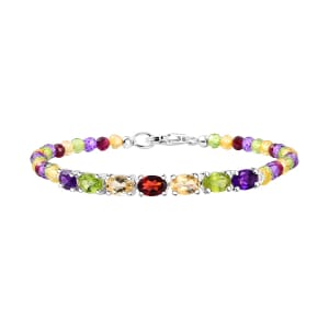 D'Joy Multi Gemstone 15.30 ctw Bracelet in Sterling Silver (7.25 In)