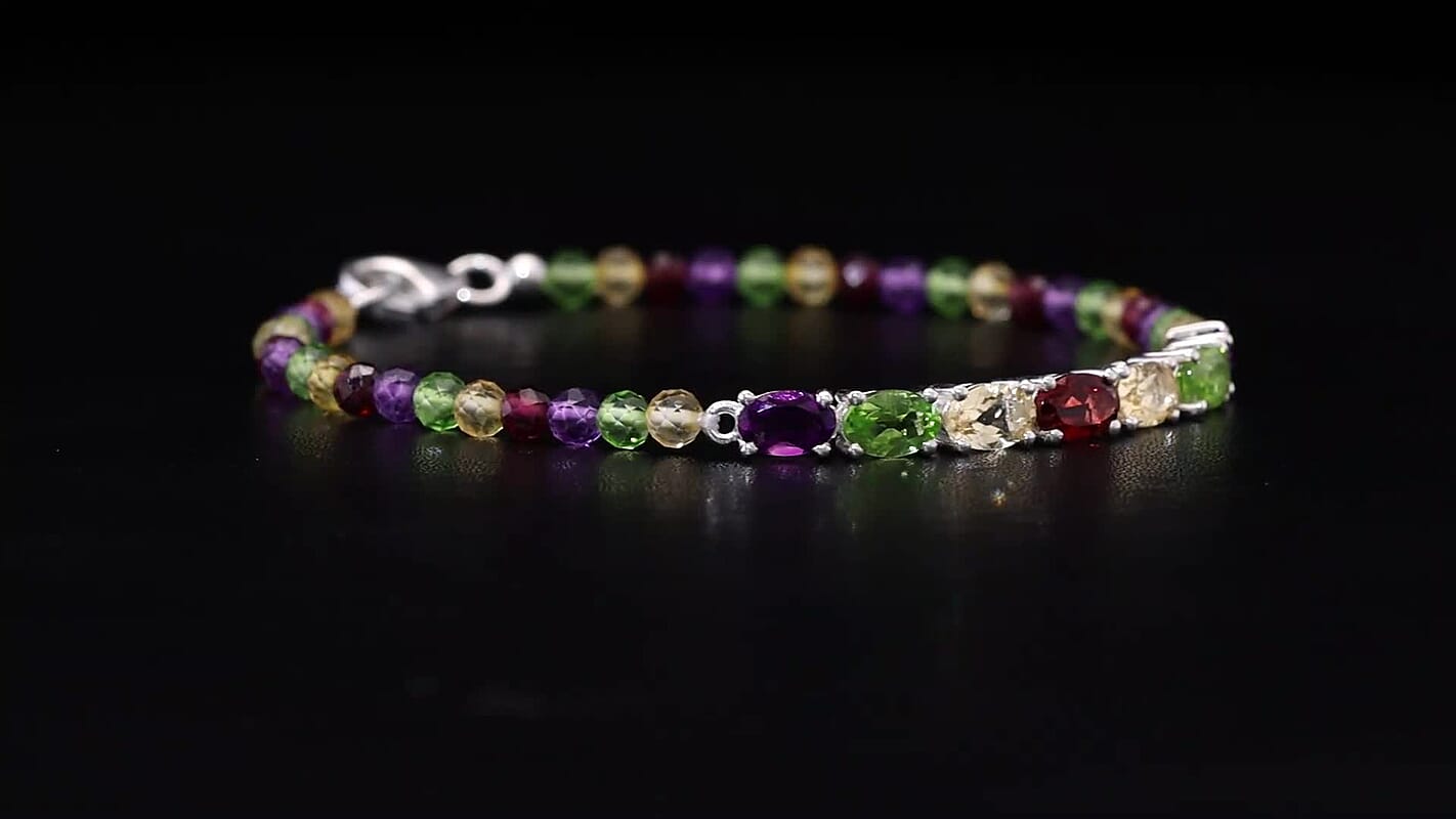 D'Joy Multi Gemstone 15.30 ctw Bracelet in Sterling Silver (7.25 In)