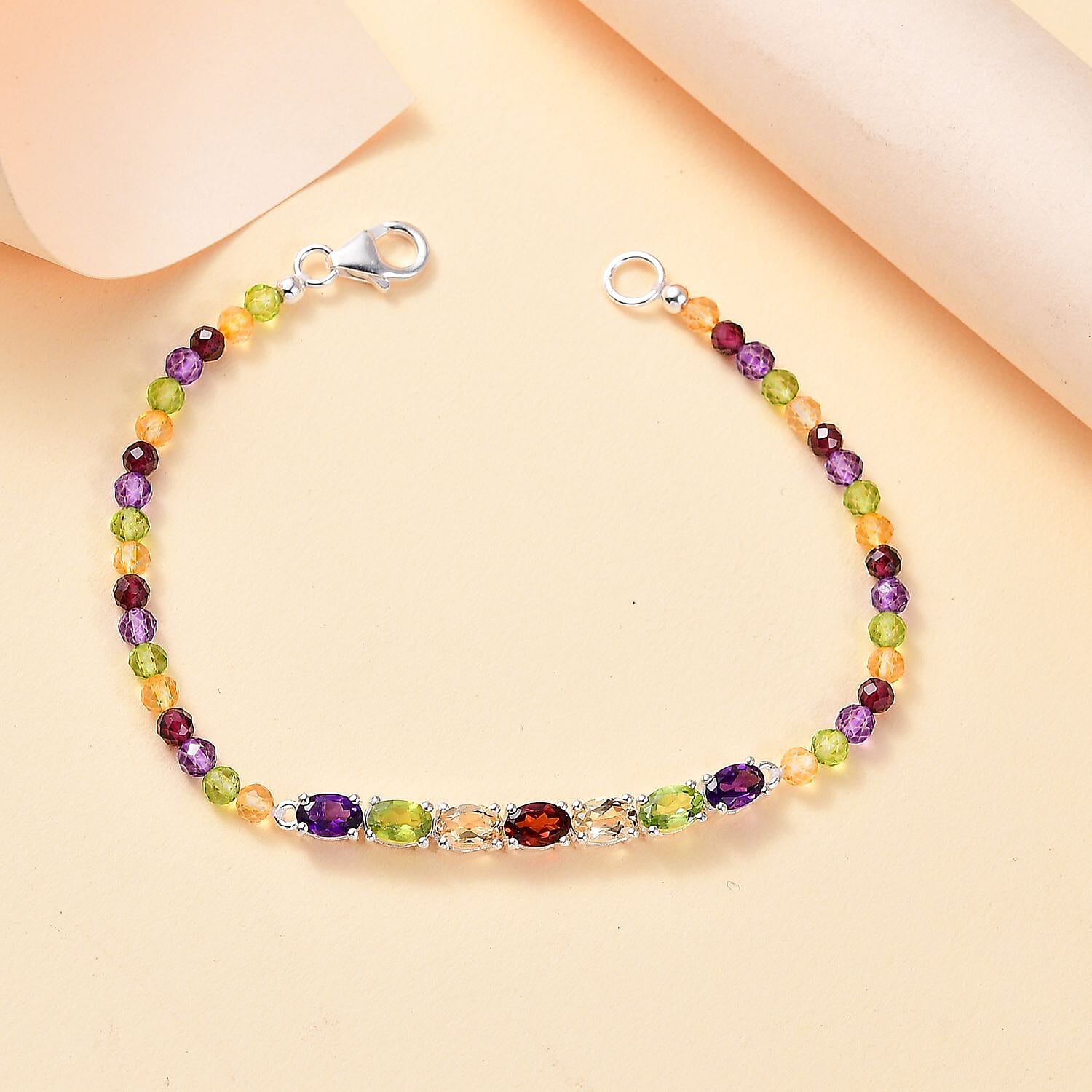 D'Joy Multi Gemstone 15.30 ctw Bracelet in Sterling Silver (7.25 In)