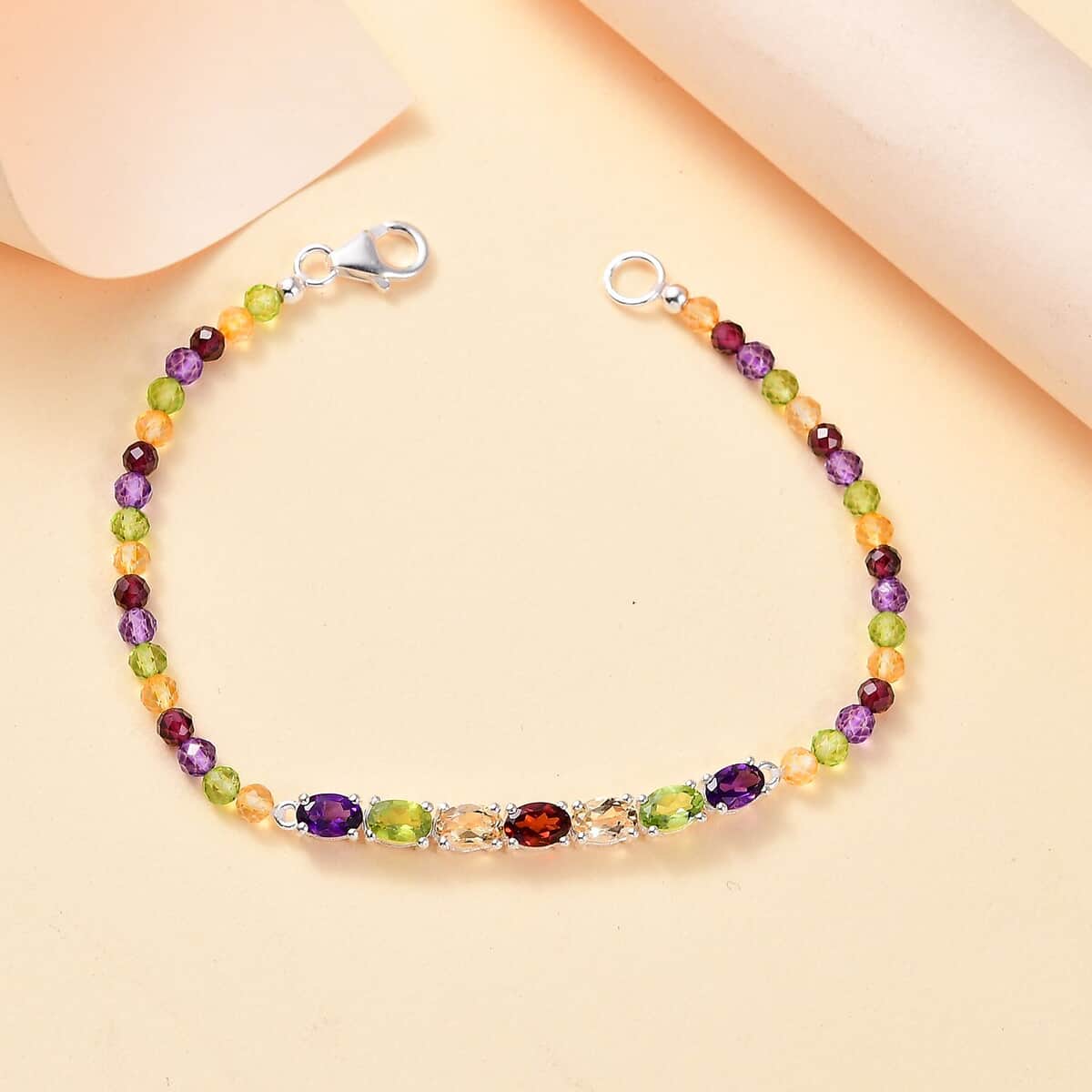 Multi Gemstone Bracelet in Sterling Silver (7.25 In) 12.80 ctw image number 1