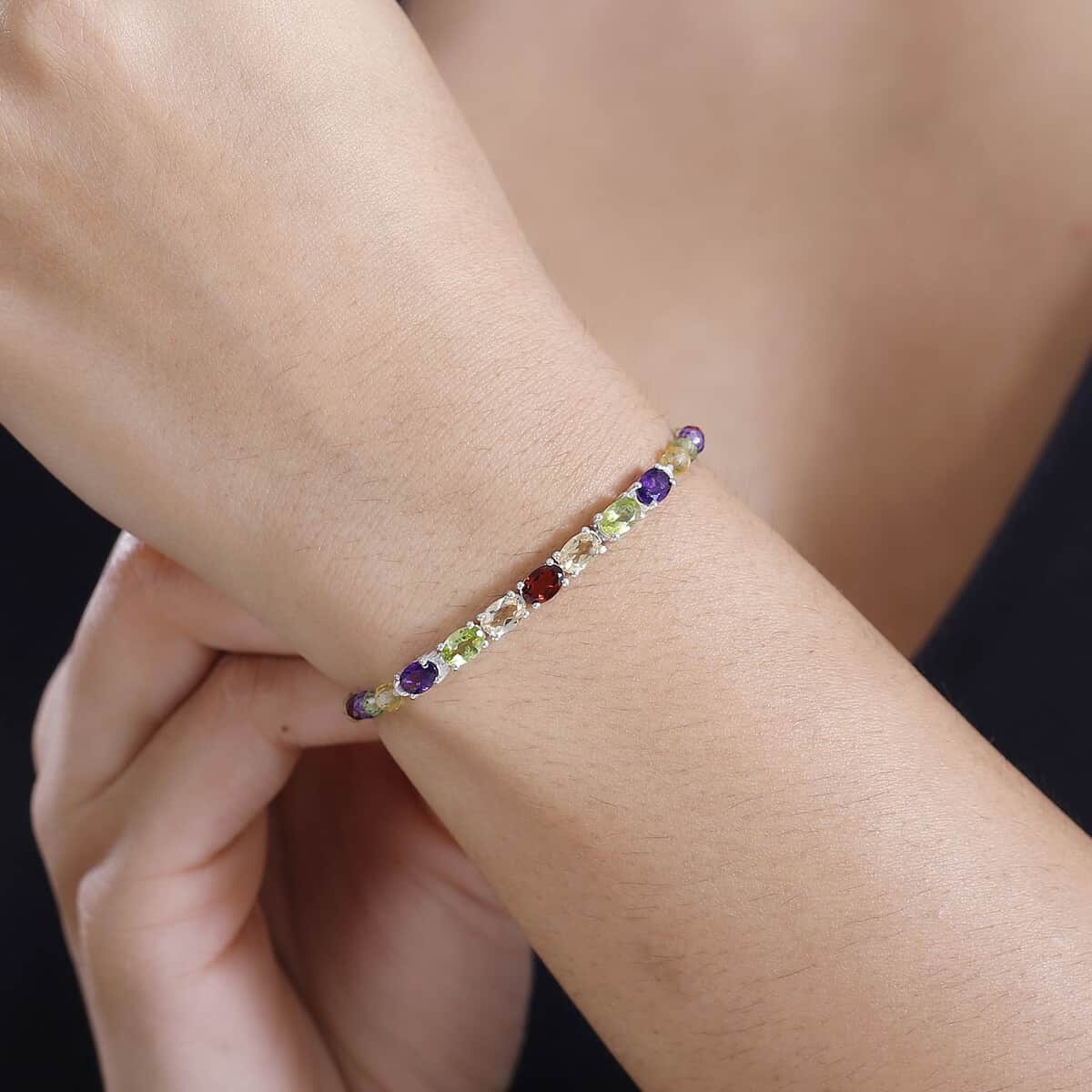 Multi Gemstone Bracelet in Sterling Silver (7.25 In) 12.80 ctw image number 2