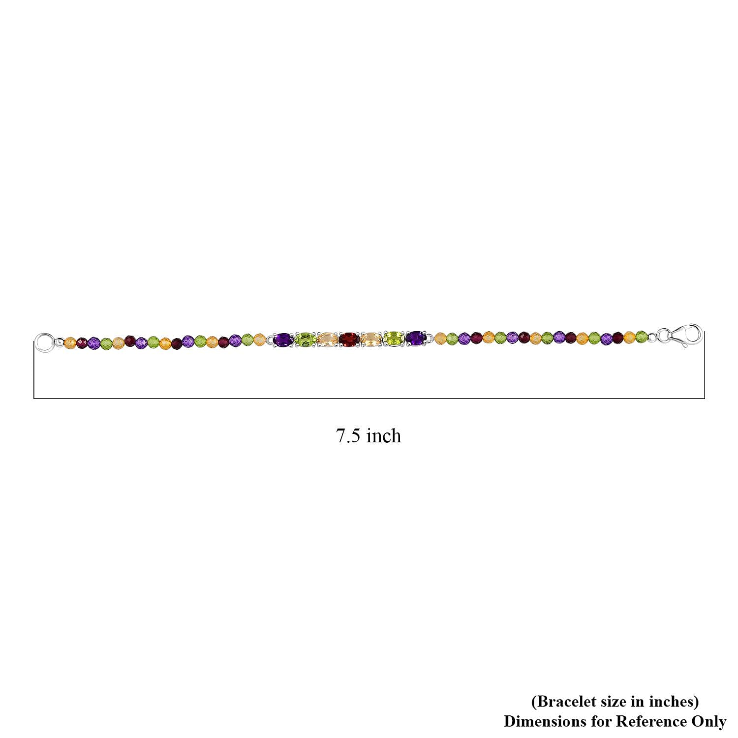 D'Joy Multi Gemstone 15.30 ctw Bracelet in Sterling Silver (7.25 In)