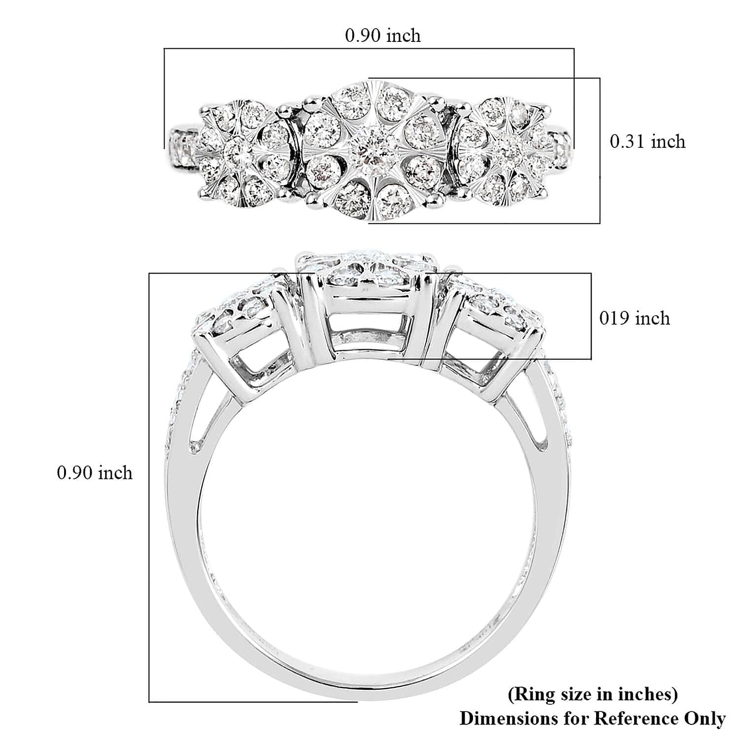 Diamond 0.50 ctw Ring in 10K White Gold (Size 6.0)