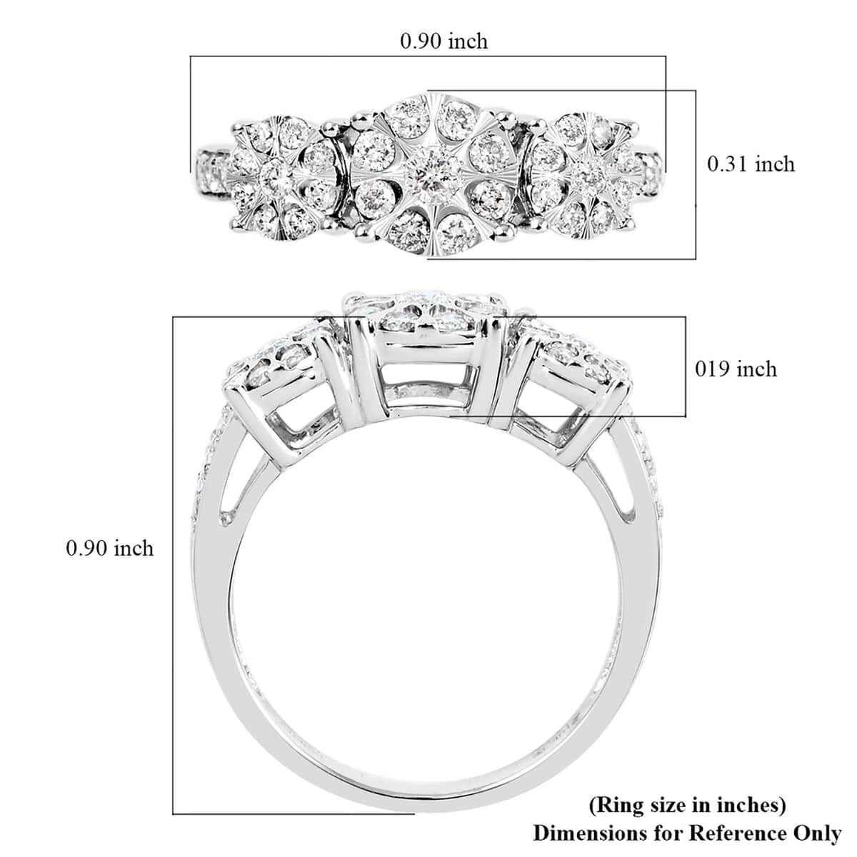 10K White Gold Diamond Ring (Size 6.0) 0.50 ctw image number 4