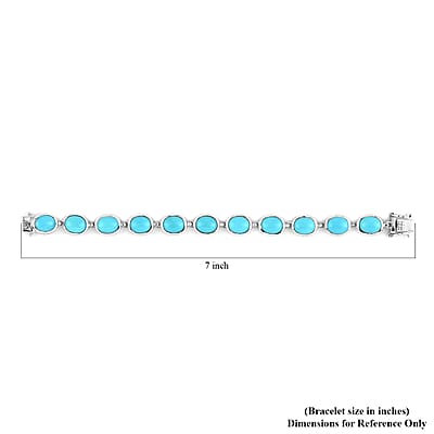 Sleeping Beauty Turquoise Station Bracelet in Platinum Over Sterling Silver (6.50 In) 27.00 ctw
