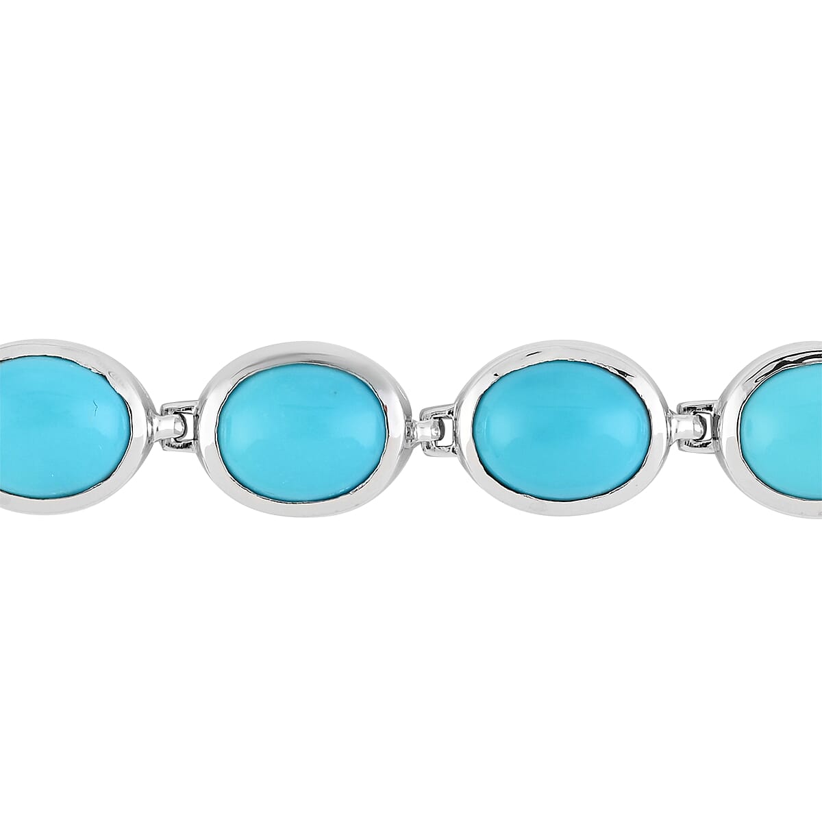 Sleeping Beauty Turquoise Station Bracelet in Platinum Over Sterling Silver (8.00 In) 34.30 ctw image number 2