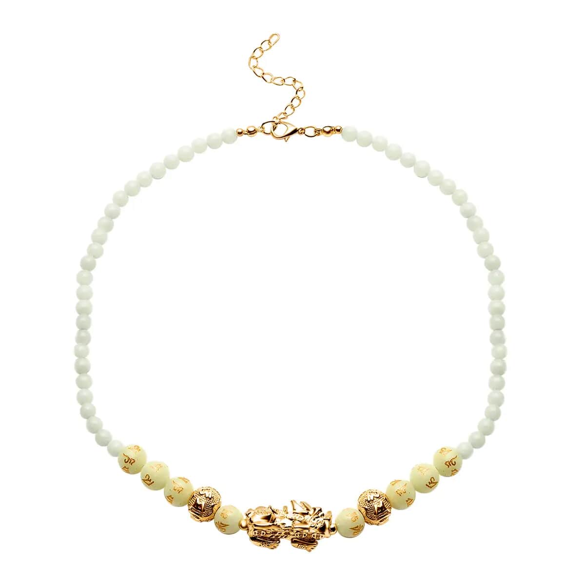 Feng Shui Luminous 173.50 ctw Beaded Pi Xiu Necklace in Goldtone, Bead Necklace For Women, Unique Birthday Gifts (18-20 Inches) image number 0