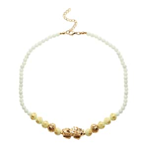 Feng Shui Luminous 173.50 ctw Beaded Pi Xiu Necklace in Goldtone, Bead Necklace For Women, Unique Birthday Gifts (18-20 Inches)