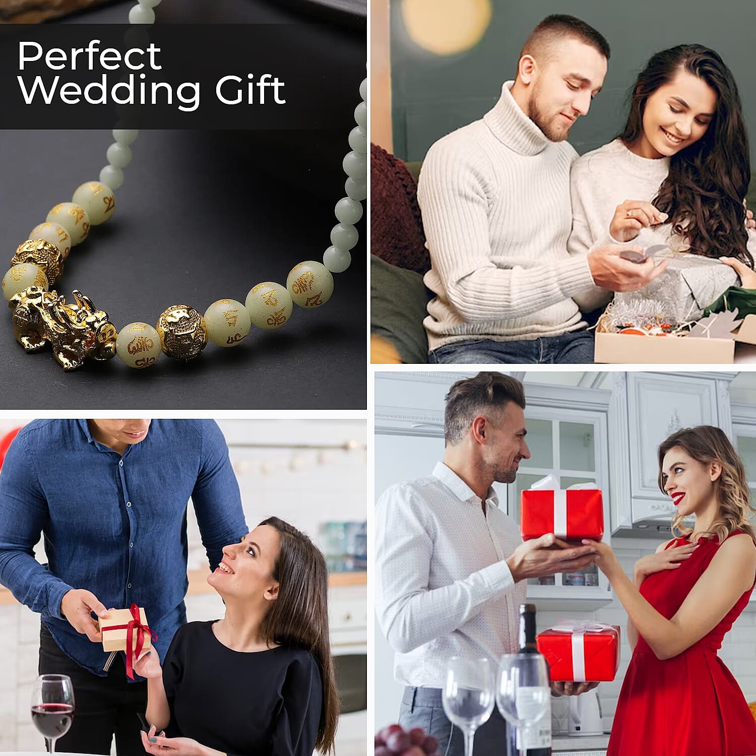 Feng Shui Luminous 173.50 ctw Beaded Pi Xiu Necklace in Goldtone, Bead Necklace For Women, Unique Birthday Gifts (18-20 Inches)