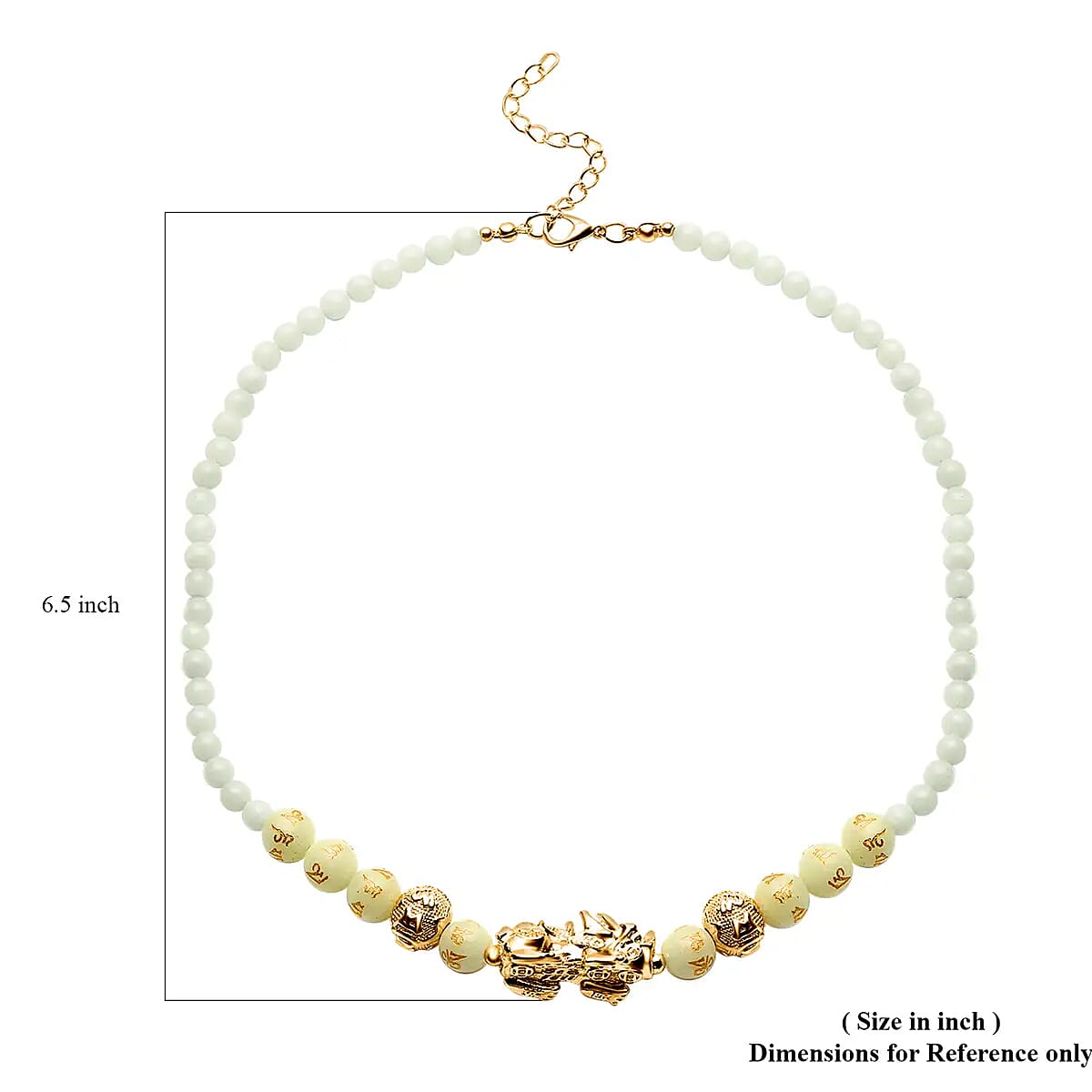 Feng Shui Luminous 173.50 ctw Beaded Pi Xiu Necklace in Goldtone, Bead Necklace For Women, Unique Birthday Gifts (18-20 Inches)