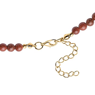 Feng Shui Gold Sandstone 173.50 ctw Beaded Pi Xiu Necklace in Goldtone, Bead Necklace For Women, Unique Birthday Gifts (18-20 Inches)