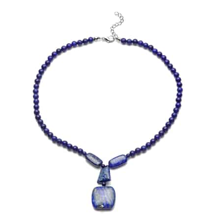 Lapis Lazuli Beaded Necklace 18-20 Inches in Silvertone 199.00 ctw image number 0