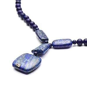 Lapis Lazuli Beaded Necklace 18-20 Inches in Silvertone 199.00 ctw