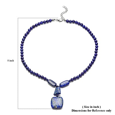 Lapis Lazuli Beaded Necklace 18-20 Inches in Silvertone 199.00 ctw