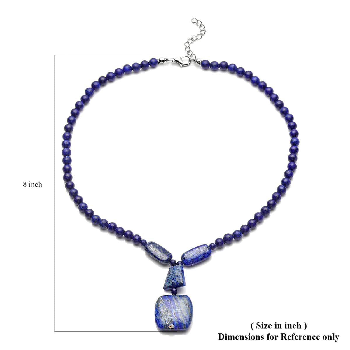 Lapis Lazuli Beaded Necklace 18-20 Inches in Silvertone 199.00 ctw image number 5
