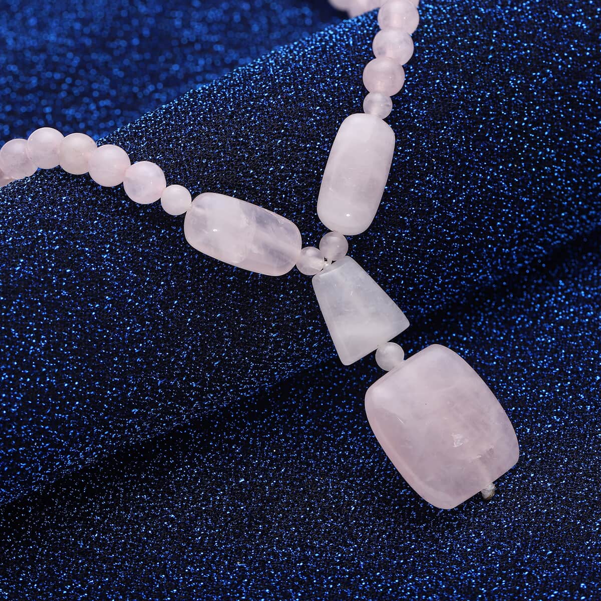 Galilea Rose Quartz Beaded Necklace 18-20 Inches in Silvertone 190.50 ctw image number 1