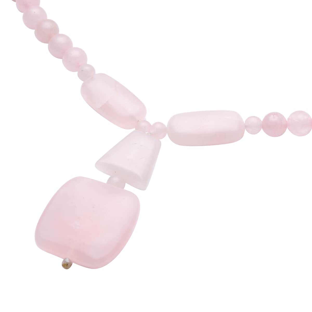 Galilea Rose Quartz Beaded Necklace 18-20 Inches in Silvertone 190.50 ctw image number 2