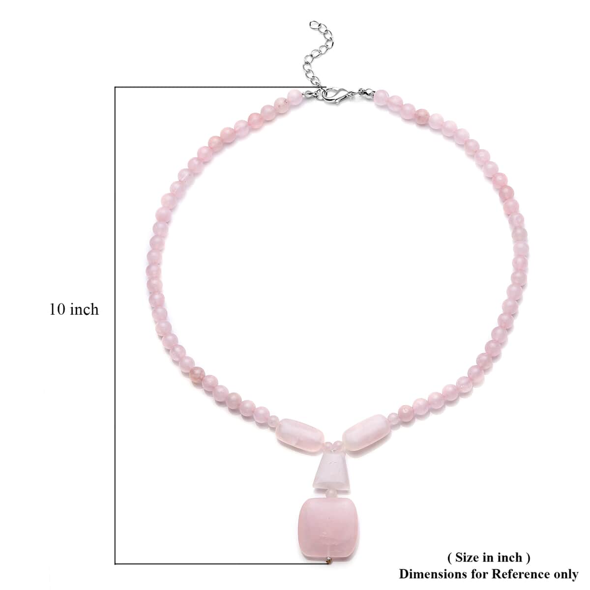Galilea Rose Quartz Beaded Necklace 18-20 Inches in Silvertone 190.50 ctw image number 5