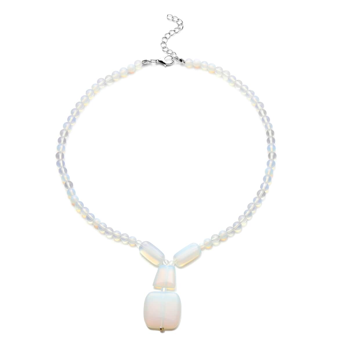 Opalite Beaded Necklace 18 Inches in Silvertone 171.00 ctw image number 0