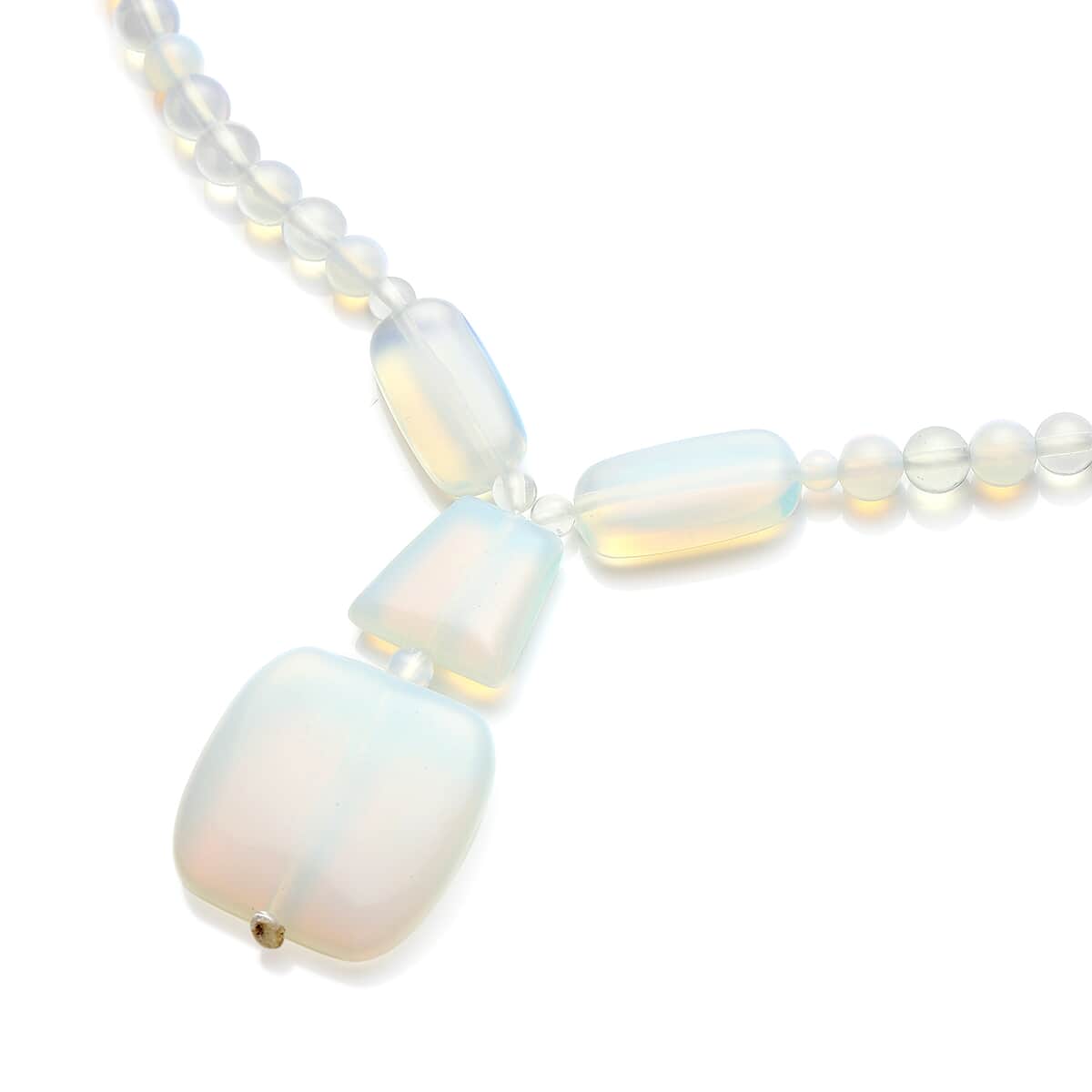 Opalite Beaded Necklace 18 Inches in Silvertone 171.00 ctw image number 2