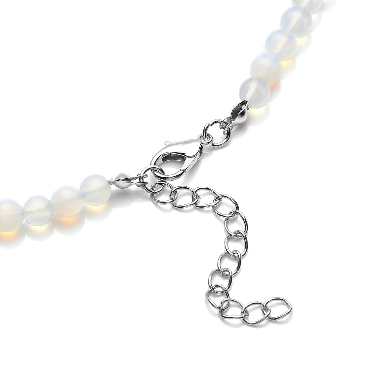 Opalite Beaded Necklace 18 Inches in Silvertone 171.00 ctw image number 4