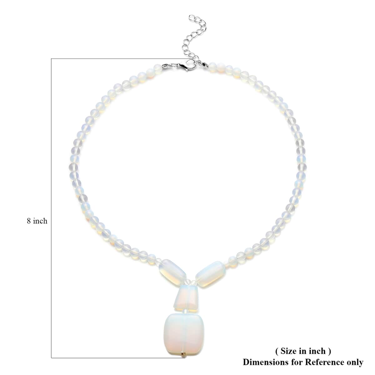 Opalite Beaded Necklace 18 Inches in Silvertone 171.00 ctw image number 5