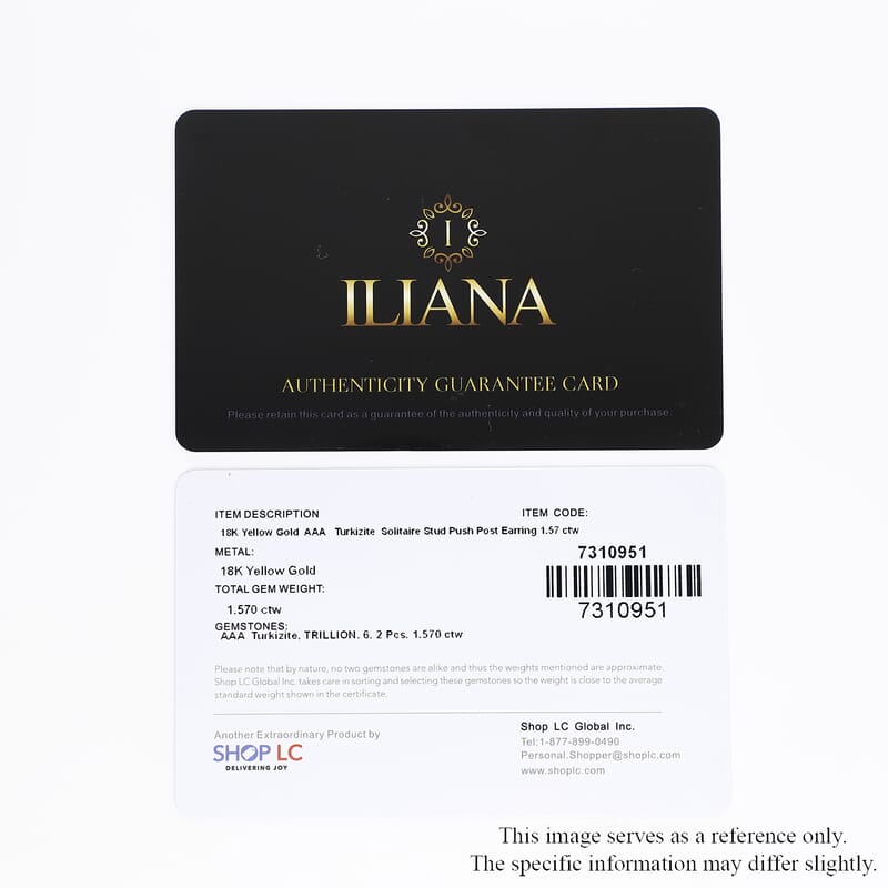 Iliana 18K Yellow Gold AAA Turkizite Solitaire Stud Earrings 1.60 ctw