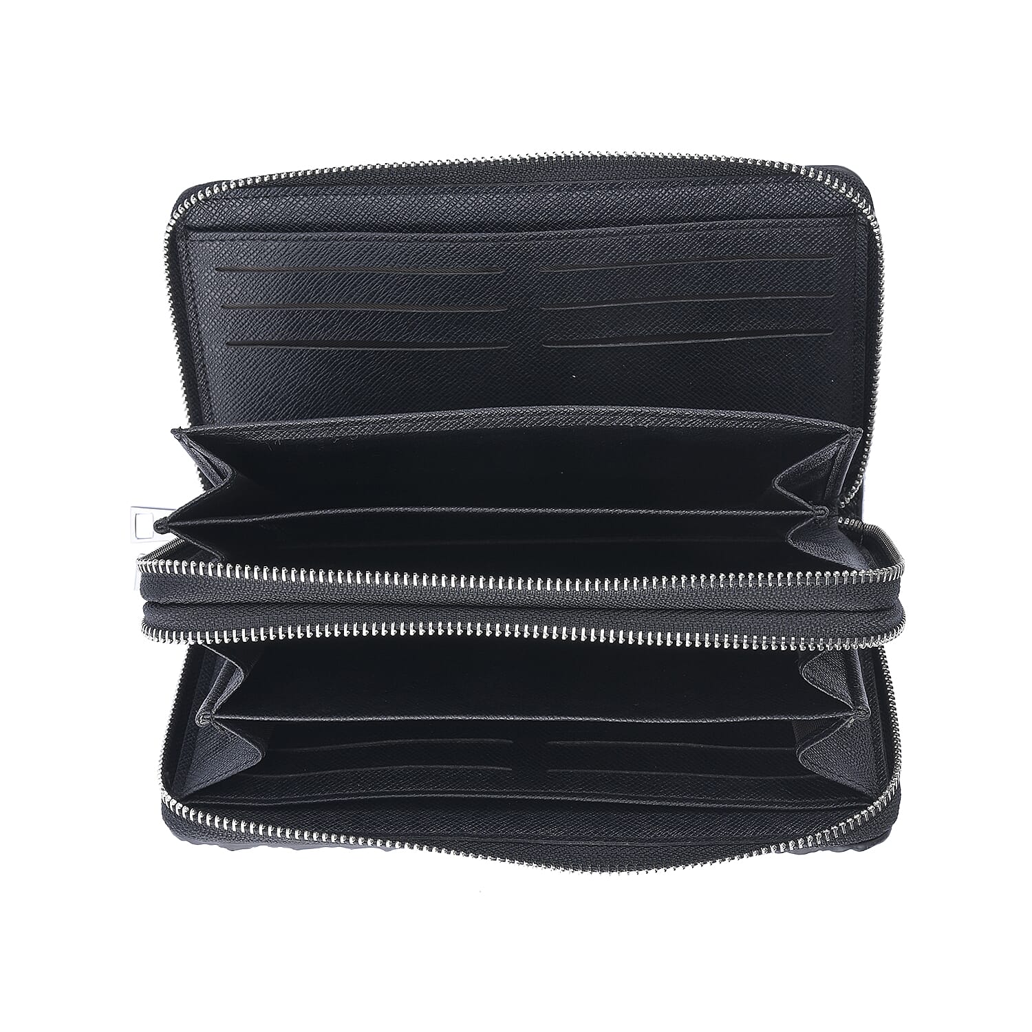 Black 3D Embossed Genuine Leather Wallet With Double Zipped