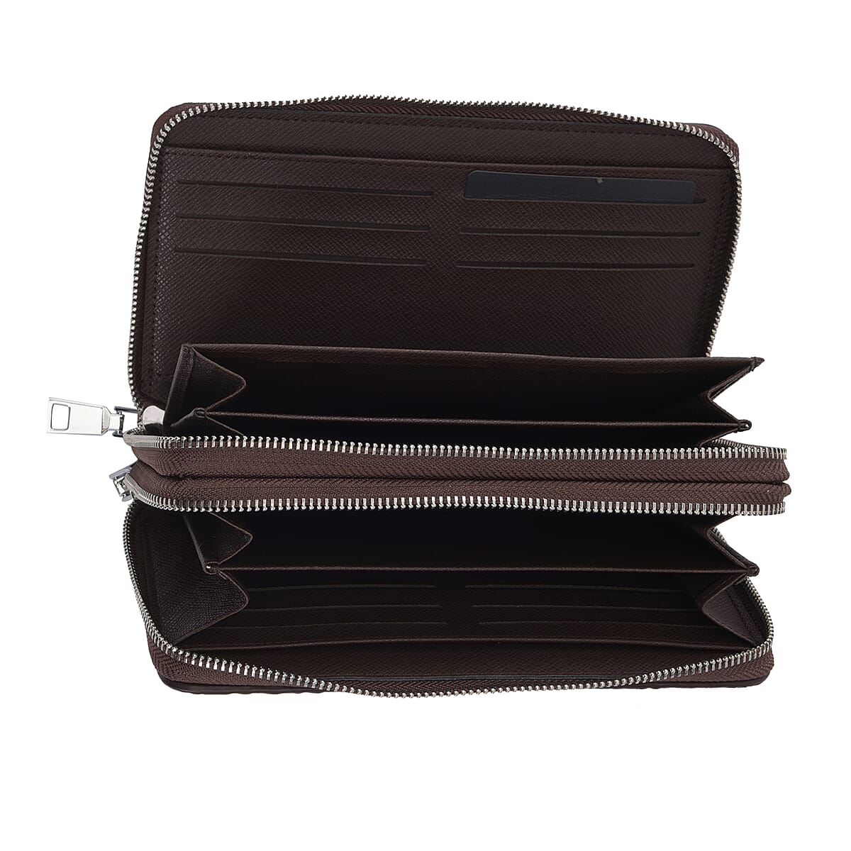 Chocolate 3D Embossed Genuine Leather Wallet With Double Zipped image number 3