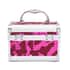 Fuchsia and Silver 2 Layer Jewelry Organizer with Sequin Surface, Inside Mirror, Handle and Metallic Lock with Key image number 2