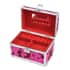 Fuchsia and Silver 2 Layer Jewelry Organizer with Sequin Surface, Inside Mirror, Handle and Metallic Lock with Key image number 3