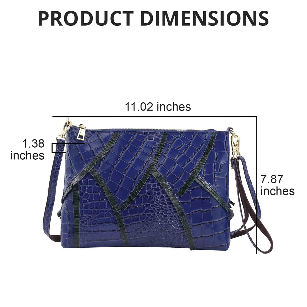 CHAOS Blue and Green Genuine Leather Fish Scale Design Clutch Bag with Long Strap image number 2