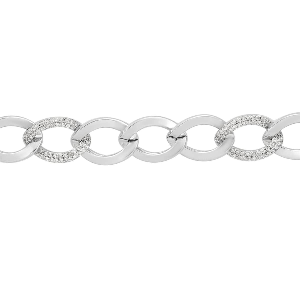 14K White Gold Diamond Curb Bracelet (7.50 In) 16.30 Grams 0.85 ctw image number 3