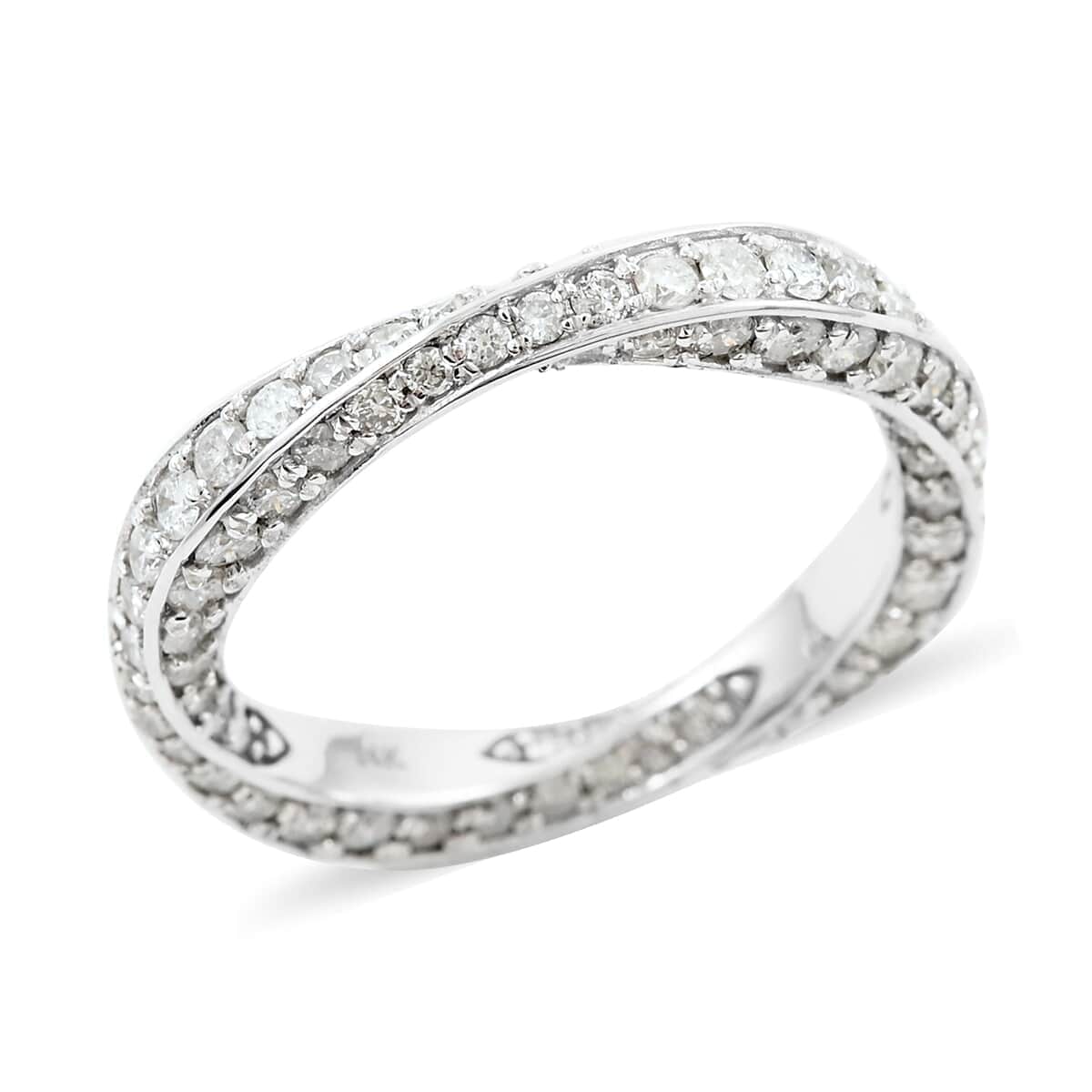 14K White Gold Diamond Band Ring (Size 7.0) 3 Grams 1.60 ctw image number 0
